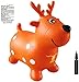 AppleRound Orange Reindeer Bouncer with Hand Pump, Inflatable Space Hopper, Ride-on Bouncy Animal