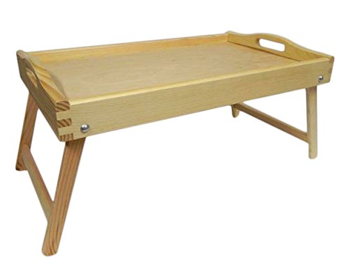 Bed Tray - Wooden Lap Tray Breakfast in Bed Serving with Folding Legs Table Mate Wipe (Not Painted)