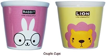 Animal Cup Set for Coffee, Tea,Milk&amp; Drinking, SHINEPA Fine Porcelain Mug Set of 2, Microwave Wash Machine Safe Ceramic Cup Set For Kids&amp; Adults (Lion&amp;Rabbit)