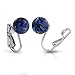 Gemstone Blue Lapis Lazuli Round Ball Stud Clip On Earrings For Women Non Piercing .925 Sterling Silver