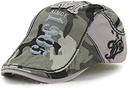 YCHY Cotton Flat Cap Duckbill Hat Newsboy Ivy Irish Cabbie Scally Cap,Camouflage Color (Grey)