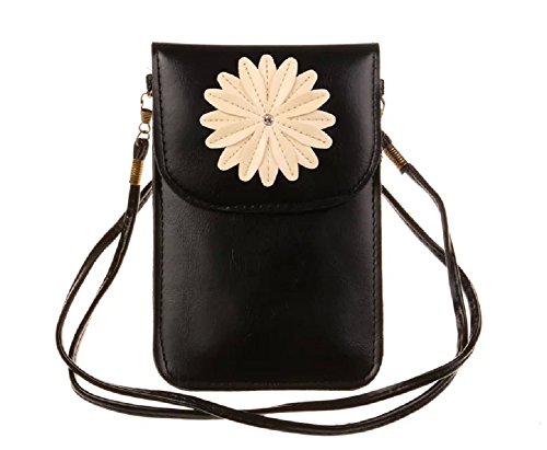 MiCoolker Chrysanthemum Premium Universal PU Leather Womens Girls Small Shoulder Bag Messenger Travel Purse Cute Crossbody Bags Mobile Phone bag Case Pouch for Apple iphone 7 7S Plus 6 6s Plus 5.5'' - Thumbnail 4