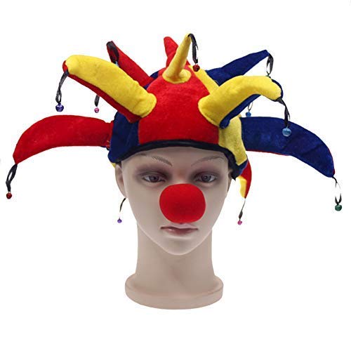 IBLUELOVER Clown Costume Hat with Nose Multi-color Halloween Costume Accessories Party Props Funny Clown Hat Nose Festival Party for Adults