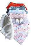Baby Bandana Drool Bibs | Pack of 6- With softest baby wash cloth. Hypoallergenic 100% Organic Cotton Absorbent Drooling, Teething Bibs, burp cloth, drool cloths for Baby Boys & Girls. Gift Set