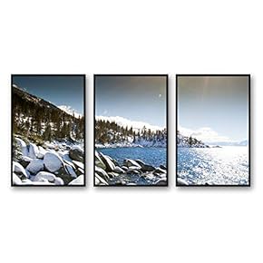 3 Piece Framed Canvas Wall Art for Living Room, Bedroom Lake Tahoe Canvas Prints for Modern Home Decoration Ready to Hang - 16"x24"x3 Panels