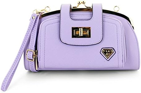 LANY"Adele" Half Moon Front-Twist & Kiss Lock Clutch Crossbody Handbag (purple)