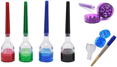 Herb Grinder + King Size Cone Roller - Shark Tooth Acrylic Grinder - Roll Your Own King Size Cone and Blunt with a Filter - Works with RAW, Zig-Zag, Backwoods, Dutch Master and More