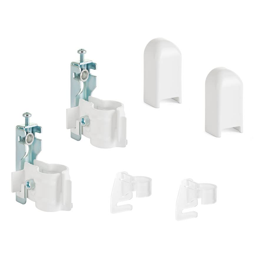 1 Pair of Wall Brackets for Quick Wall mounting with Anti-Lift Safety Device and spacers for Tubular radiators - Color White - Cover in White ABS and Plastic insulators - 2 Pieces
