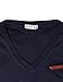 H2H Mens Basic Cotton V-neck T-shirts with Point Shoulder Button Leather Pocket,Jdsk16-navy,US Large (Asia X-Large)