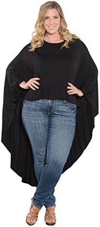 Sealed With A Kiss Designs Womens Plus Size Scoop Neck 3/4-Sleeve Lizzie Cape Top - 5X black