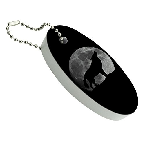 Wolf Howling Moon Silhouette Floating Foam Keychain Fishing Boat Buoy Key Float