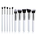 Makeup Brush ,ShakeLady 10Pcs Cosmetic Brush Makeup Brush Kits Tools Cosmetics Foundation Blending Blush Eyeliner Face Powder Brush(White+Silver)