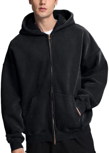 Amazon.com: Dnzzs Mens Zip Up Hoodie Oversized Acid Wash Hoodie