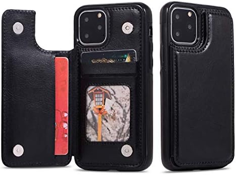 Fvimi Case for iPhone 11 Pro Max 2019, iPhone 11 Pro Max Wallet Case with Card Holder, Protective PU Leather Double Magnetic Buttons Flip Kickstand Cover for iPhone 11 Pro Max 6.5" 2019, Black