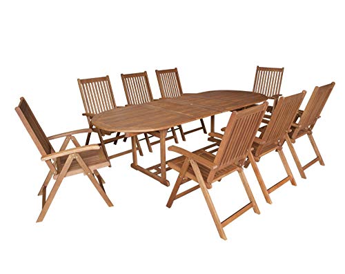 GXK Gartengarnitur Sitzgruppe Gartenmöbel Garnitur 9-teilig,Eukalyptus Holz