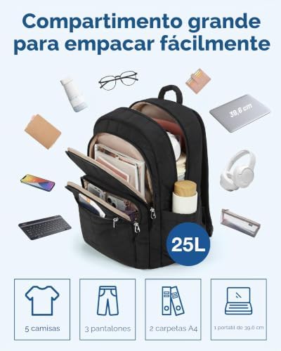 Mochila para portátil para mujer, mochila acolchada diaria, bolsa impermeable para portátil de 15,6 pulgadas, viaje universitario, beige