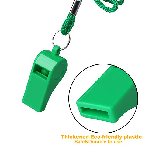 Hicdaw 6 Packs Whistle Sports Coach Whistles Loud Whistles with Lanyard 5 Colorful Plastic and 1 Stainless Steel Metal Whistles for Coaches, Referees and Officials