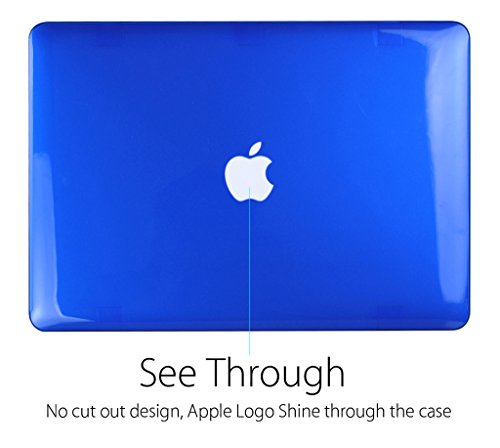 UESWILL Glossy Crystal Clear Hard Shell Case Cover for MacBook Pro 15" with Retina Display (Model: A1398) (NOT for 2016 Version) + Microfibre Cleaning Cloth, Royal Blue
