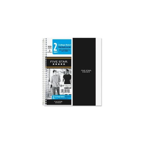 Five Star Spiral Notebook, 2 Subject, College Ruled Paper, 100 sheets