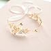FAYBOX Bridal Headband Gold Leaf Themed Crystal Pearl Wedding Hair Accessories