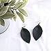 Black/Leather Leaf Earrings/Pinched Leaf Earrings/Statement Earrings/Bold Style/Boho Earrings/Joanna Gaines Style/Medium Earrings / 2.5 x 1.25