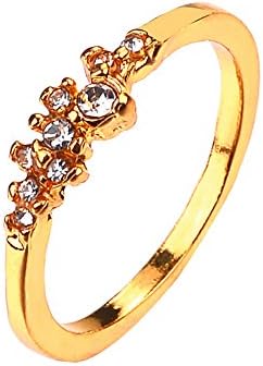 Kintaz Women's Engagement Wedding Ring European and American Fashion Luxury Simulation Green Diamonds Jewelry (8, Gold-9 Diamonds)