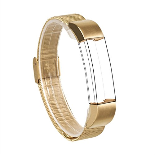 For Fitbit Alta / Fitbit Alta HR Bands, Wearlizer Mesh Smart Watch Replacement Strap Wristband for Fitbit Alta - Gold