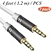 Jeselry 2 Pack 3.5mm Audio Cable Male to Male (4Ft/1.2M), 4 Pole Hi-Fi Stereo AUX Cord, Audio Jack Auxiliary Cord Extension Adapter for Headphones, Car and All 3.5 mm Enabled Devices - White