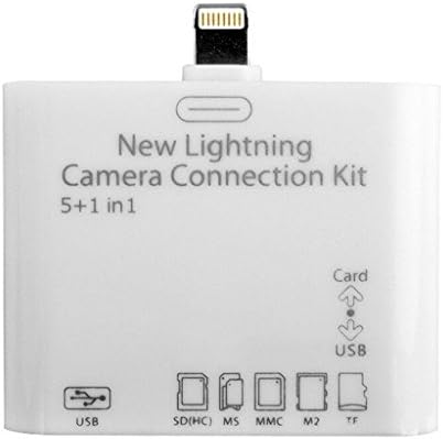 [New Model] 5 in 1 OTG Adapter Lightning 8 PIN to USB 2.0 Female Ms/sd/Tf/M2 Smart Card Reader Combo Camera Connection Kit for Ipad Air 2 4 Pro ipad Mini / Ipad Mini 2 Retina Display