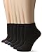 Hanes Women's Plush Soft Cushioned Heel Athletic Ankle Socks, Black 6 Pack, Shoe Size: 5-9