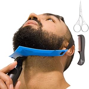Image of Aberlite Beard Shaper - FlexShaper Neckline Guide - Hands-Free & Flexible - The Ultimate Neckline Beard Shaping Template (Blue) - Beard Trimmer Tool - Lineup Stencil Kit