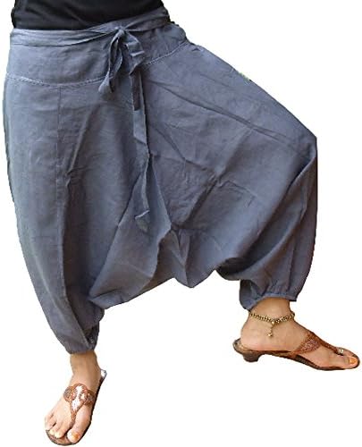Capri Short Harem PantsTrouserYogaBohoBaggyGypsyHippieAladdin Gray Blue