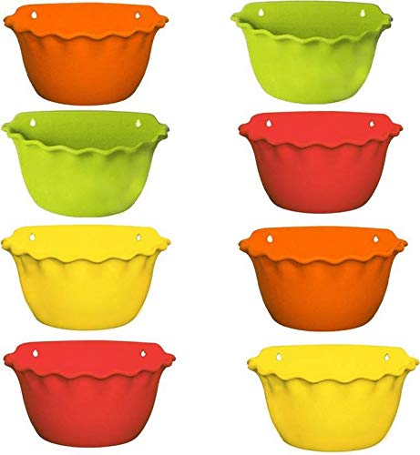ANTIER Plastic Wall Mounted Balcony Planter Pots Container Set - Pack of 8