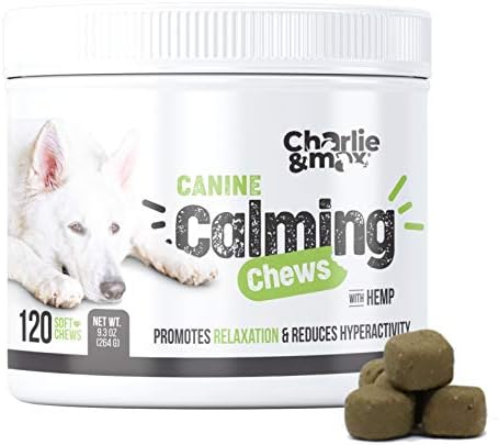Charlie Max Canine Calming Chewsfor Puppies And Dogs Promotes Relaxation Anxiety Relief Natural Sleep Aid Hemp Pet Treats Duck Flavor 120 Soft Chews