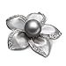 Yoursfs Grey Pearl Broaches For Women Floral Brooch Pin Painting Mabe Pearl Lacing Crystal Rhinestones Corsage Brooch