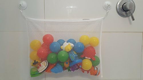 Baby Prime Bath Toy Organizer - Large Storage Mesh Bag - Mold Free + Bonus Of 4 Strong Suction Cups + Can Use As A Shower Caddy