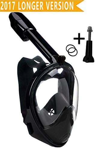 180° Full Face Snorkel Mask, Anti Fog Design iHEBE Scuba Diving Mask with GoPro Mount, Free Breath Design, Swimming, Diving, Snorkeling for Adults, Youth and Kids (Including GOPRO SCREW) Size: XL