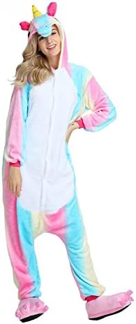 Magical Adult Unicorn Onesie Pajamas for Christmas Costume and Sleepwear (XL, Pink Rainbow)