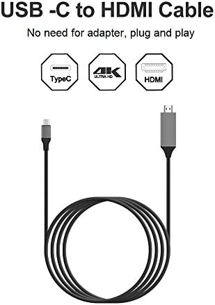 XINTRONICS 6.6FT USB C to HDMI Cable Adapter, USB 3.1 Type C Male to HDMI Male High Speed Cable Adapter for 2017, 2016 MacBook, ChromeBook Pixel, Samsung Galaxy S8/S8 Plus etc