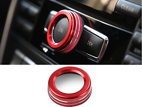 Deselen - LP-BS17V - Car Stereo Tuner Control Knob Audio Volume Control Decor Ring Cover For Mercedes A B C E S CLA GLA GLK ML GL Class, Aluminum Alloy,Victory Red