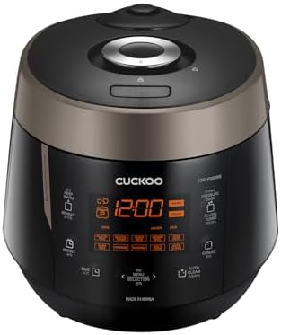 CUCKOO High Pressure Rice Cooker, 12-Cup Cooked, Black, CRP-P0609S | 6-Cup Uncooked Capacity, Nonstick Inner Pot, 13 Cooking Modes, Turbo White Rice in 18-24 Minutes, Auto Clean, Made in Korea