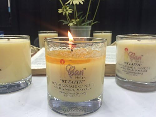 iCan - By Faith Scent- Healing Soy Massage Candle with Essential Oils Frankincense &amp; Myrhh, Great for Meditation, Relaxation and Couples Massage