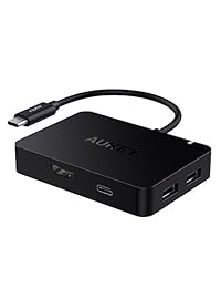 Aukey Hub USB C con puerto HDMI, 4 puertos USB 3.0, rendimiento Type C entrega de potencia para MacBook Pro, Dell XPS 15, Chromebook y más