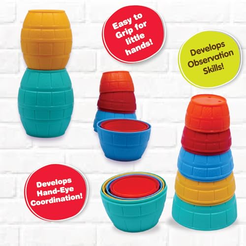 Giggles Funskool Stackable Blocks Barrels, Nesting & Stackable Toy for Kids, Encourages Learning & Development, Fun Activity for Babies, Gift Set for Kid, Age 12+ Months 3