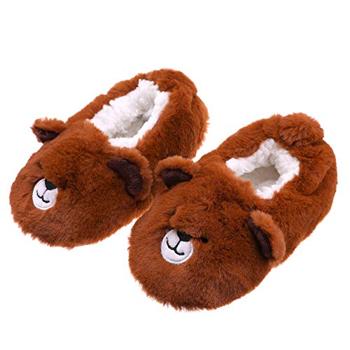 Toddler Kids Girls Boys Cute Cartoon Animal Soft Warm Plush Lining Non-Slip  Slippers Winter House Shoes