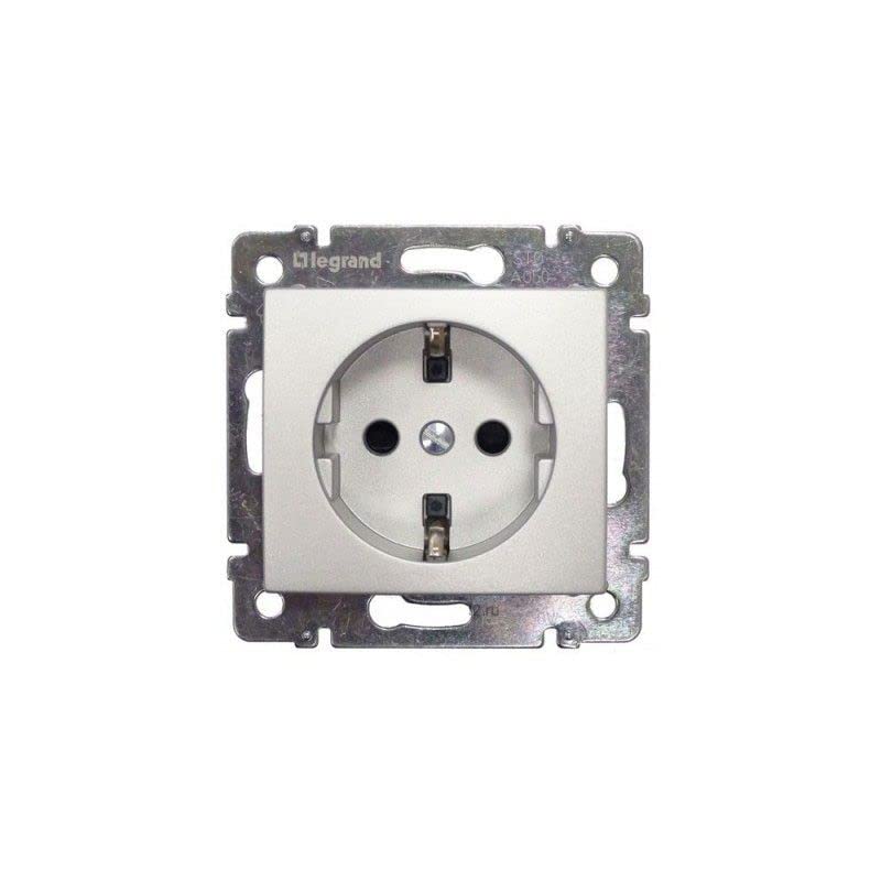 Legrand Valena - 2 Pole Socket + Aut Ground with Aluminium