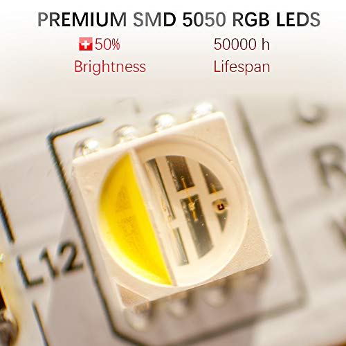 weird tails LED Strip Lights 16.4ft - (New Version) Music Sync Color Changing Lights with +50% Brightness 5050 RGB LEDs and Strong Adhesive Tape, APP Control, Dimmable, for Party, Home Decoration