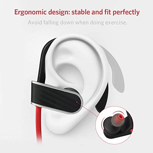 Écouteur Bluetooth Oreillette Étanche IPX7 Oreillette Sport sans Fil avec Crochet Confortable Casque Intra-Auriculaires Microphone Intégré Écouteurs Compatible avec Apple iPhone, Samsung, Téléphones Android, Tablettes et plus