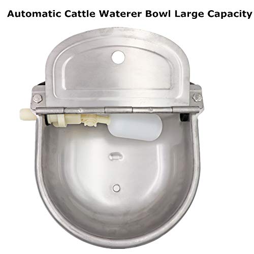 Automatic Cattle Drinker Large Capacity Stainless Steel Automatic Bowl Cattle Drinking Bowl for Horses Goats with Adjustable Float Valve and Drainage Hole