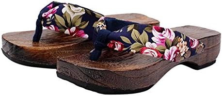 Hunzed Women【Printed Flip Flops】 Woman’s Japanese Traditional Clogs Geta Sandals